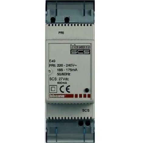 Bticino – Alimentation pour tableau électrique 230V AC – Sortie 27V DC 600mA – 2 modules DIN – Compatible systèmes SCS BUS
