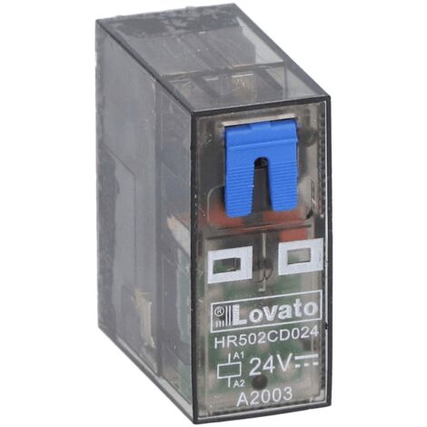 Mini Relais Lovato 8A 2 interrupteurs 24VDC + LED HR502CD024 (1/5)