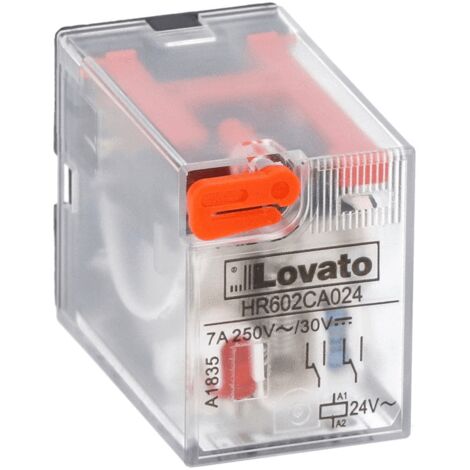 Relais industriel Lovato 7A 2 interrupteurs 24VAC + LED HR602CA02424 (1/5)
