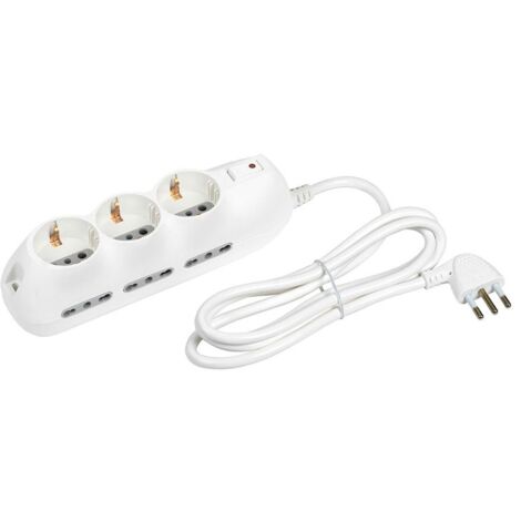 Multisocket Bticino Slot 9 prises allemandes et 6 interrupteurs 2 broches 10/16A interrupteur blanc 3699DB (1/5)