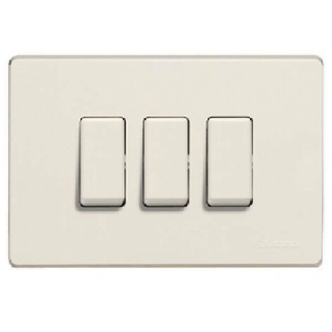 Plaque pour interrupteurs Bticino Magic 3 places résine ivoire TIC503/3/R