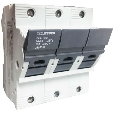 Porte-fusible Italweber sectionnable BCH 14 x 51 mm 3 pôles 50A 690V 2303051 (1/3)