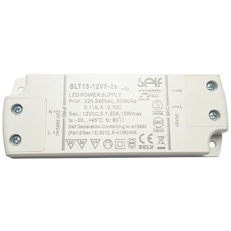 Alimentation pour LED Tecnel 15W 12V IP20 SLT15-12VF-2s