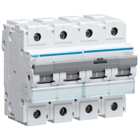 Interrupteur mangnetotermique Hager 4P 100A 10KA C 6 modules HMF490