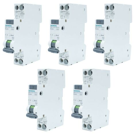 Kit magnétothermiques différentiels Siemens 6A 1P+N 30MA AC 4,5KA 5SV13131KK06