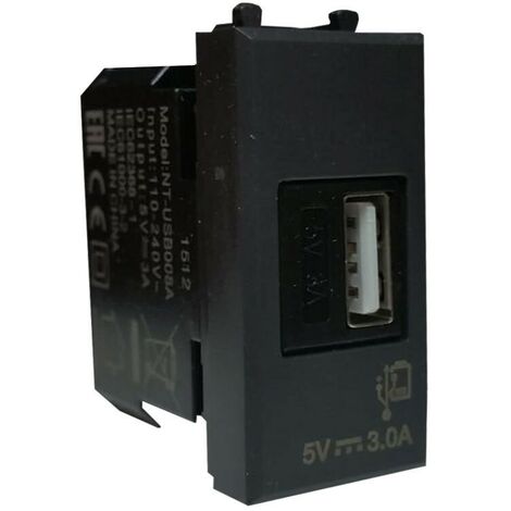 Chargeur USB Ave Série 44 type A universel 3A Gris 445082USB3A (1/2)