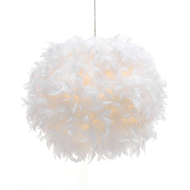 Suspension suspension lampe suspension lampe plume lampe chambre salon,  textile plumes blanches, 1x douille E27, DxH 60x130 cm, ETC Shop: lampes,  mobilier, technologie. Tout d'une source.