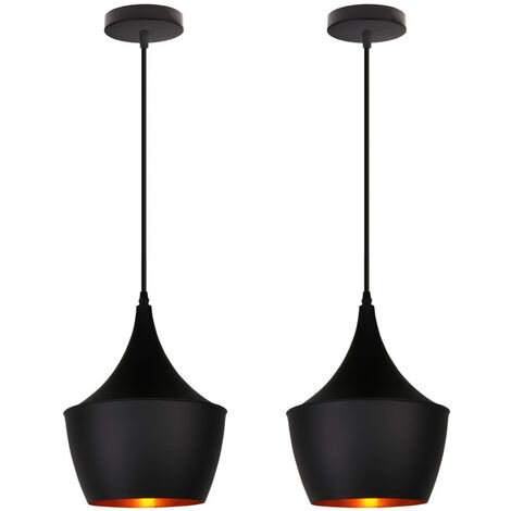 Axhup – Suspension luminaire contemporaine E27 22cm – Lustre en métal noir – Câble ajustable 100cm – Tension AC 110-240V – Lot de 2 (1/4)