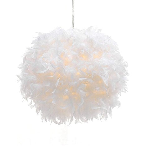 Lustre Suspension 30cm en Boule Plumes E27 Luminaire pour Chambre d'enfant Salon Blanc