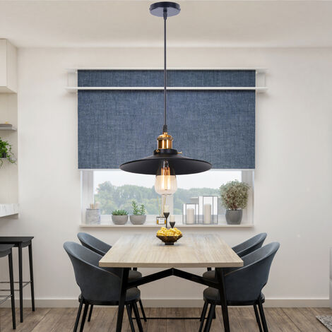 Rétro Lustre Suspension Industrielle 26cm Plaofnnier Fer Abat-jour en Métal Noir