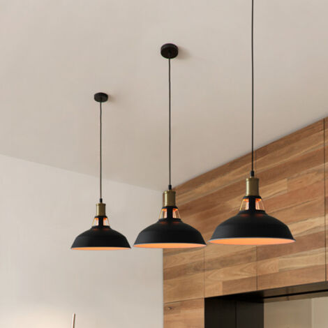 2PCS Rétro Vintage Industrielle Lustre Suspension E27 Luminaire Adjustable pour Salon Chambre Noir et Blanc