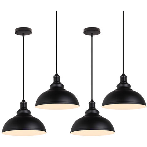 Suspension Luminaire Industrielle Vintage Rétro E27 29cm Plafonnier Lustre Abat-jour Métal - 4PCS (1/5)