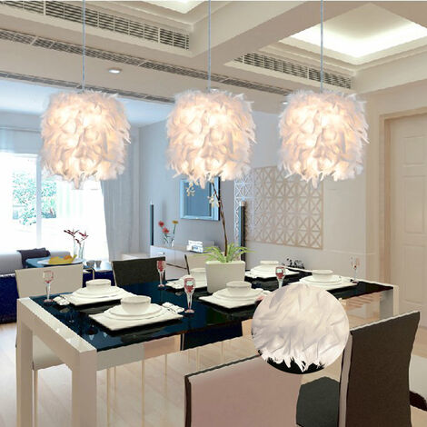 Lustre Suspension en Plume E27 22cm Blanc