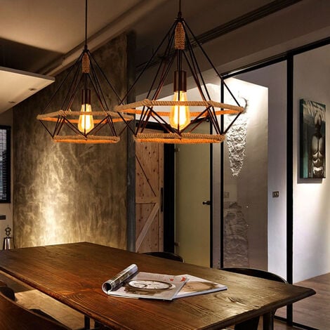 Luminaire suspendu vintage échelle en bois suspension lampe plafonniers  salon éclairage Globo 15348-4