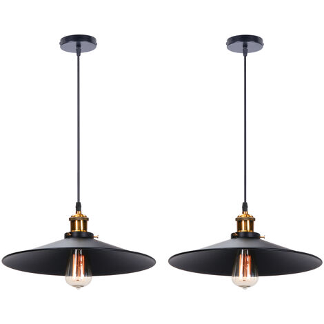 Axhup – Lustre suspension industrielle rétro 36cm – Abat-jour en métal noir – Fer anti-corrosion – Douille E27 pour ampoules LED, halogènes, incandescentes (1/5)