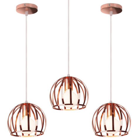 Lustre Suspension Industrielle Vintage Rétro E27 Luminaire Or Rose pour Couloir Escalier Chambre - 3PCS (1/5)