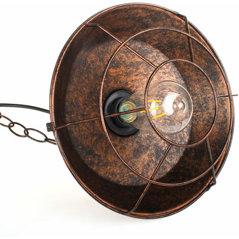 Lot de 2 Rétro Lustre Suspension Industrielle E27 Douille Plafonnier Luminaire Rouille 26cm