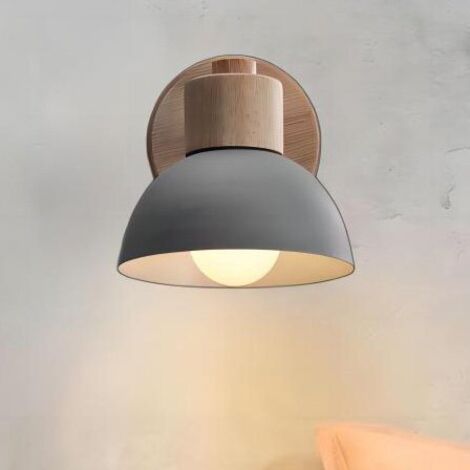 Axhup – Applique murale vintage en bois gris – Lampe murale E27 pour chambre, salon, escalier – Design rétro industriel (1/5)