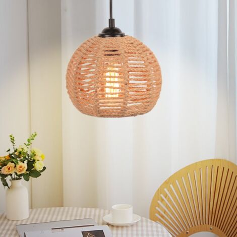 AXHUP Lustre Suspension Industrielle Vintage Rétro Tressé en Corde de Chanvre Lampe Plafonnier Abat-jour pour Chambre Salon Cuisine (1/5)