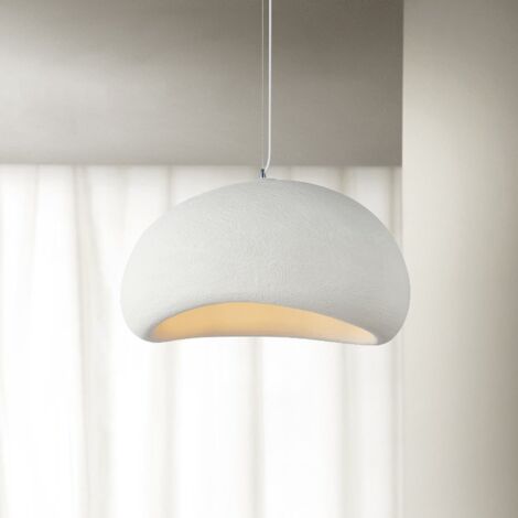 Lustre Suspension Industrielle Moderne Plafonnier Design Simulation Ciment Texture Luminaire Créatif E27 pour Cuisine Salon Chambre Blanc 20cm