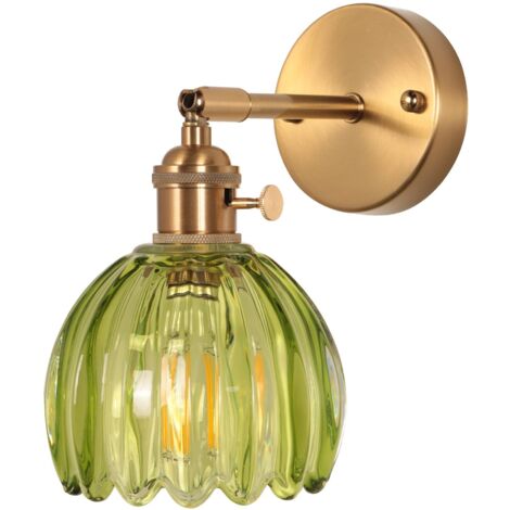 Axhup Applique Murale en Verre Lampe Murale Fleur Vintage Rétro Abat-jour E27 Lampe Suspendue pour Couloir Chambre Salon Vert