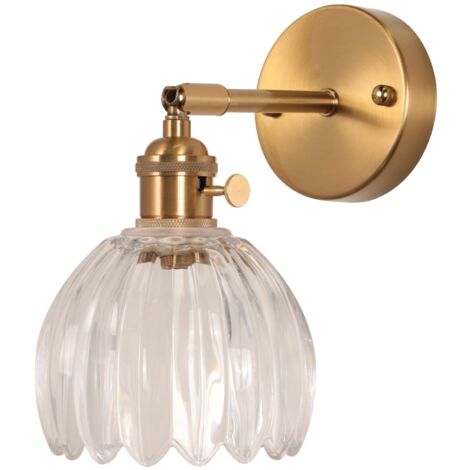 Axhup Applique Murale en Verre Lampe Murale Fleur Vintage Rétro Abat-jour E27 Lampe Suspendue pour Couloir Chambre Salon Transparent
