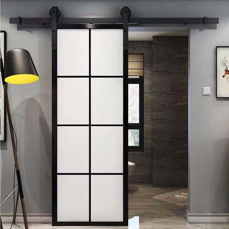 1,8M Rail Coulissant Suspendu Tringle Ensemble de Quincaillerie pour Porte Coulissant Suspendu