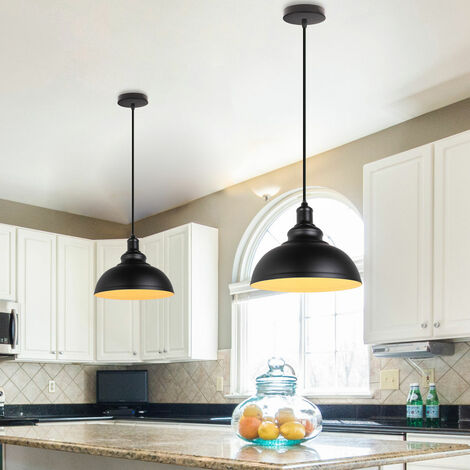 Suspension Luminaire Industrielle Vintage Rétro E27 29cm Plafonnier Lustre Abat-jour Métal - 3PCS