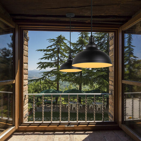 Suspension Luminaire Industrielle Vintage Rétro E27 29cm Plafonnier Lustre Abat-jour Métal - 3PCS