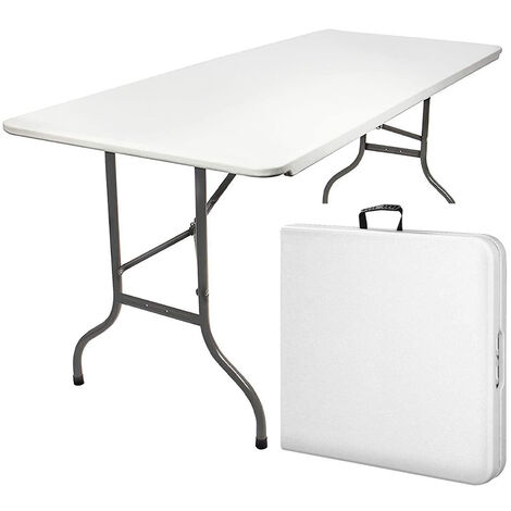 Table de Camping Portable 8 Personnes 180 x 74 x 74cm Blanc Wedestock Table Pliante 