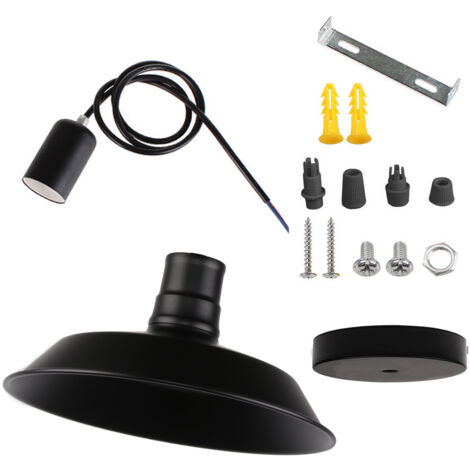 Suspension Luminaire Industrielle E27 26CM Noir 3PCS Plafonnier Lustre Susepnsion Luminaire pour Couloir Escalier Chambre Salon