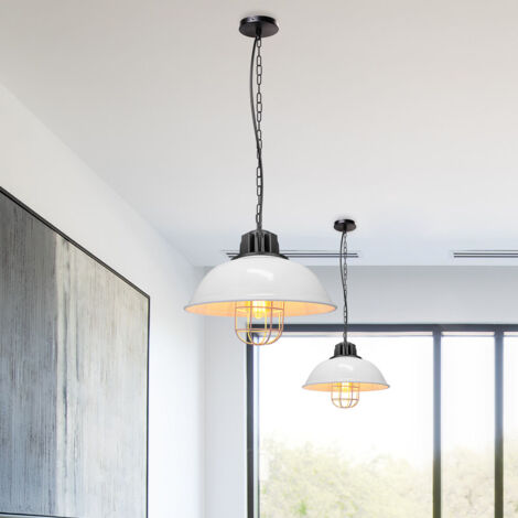 Suspension Lumianire Industrielle Blanc Lustre Abat-jour Métal Luminaire pour Salon Chambre Restaurant Café 1PCS