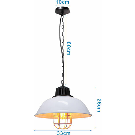 Suspension Lumianire Industrielle Blanc Lustre Abat-jour Métal Luminaire pour Salon Chambre Restaurant Café 1PCS