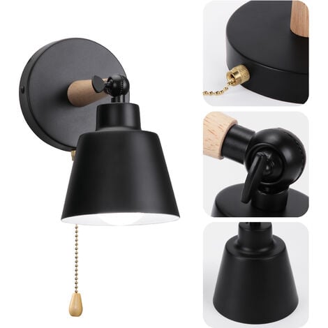 Applique Mural Intérieur Design avec Interrupteur Lampe de Chevet Eclairage Décor Noir
