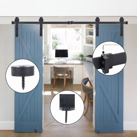 Suspendue Coulissante Quincaillerie Kit de Rail Porte de Grange Coulissante Kit Double Porte Suspendue 2,44M