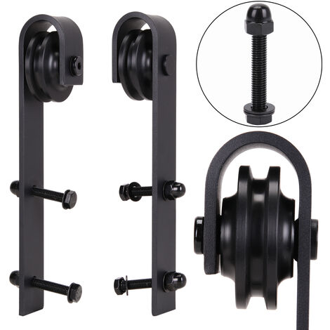 Suspendue Coulissante Quincaillerie Kit de Rail Porte de Grange Coulissante Kit Double Porte Suspendue 2,44M