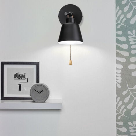 Lot de 2 Applique Mural Intérieur Design avec Interrupteur Lampe de Chevet Eclairage Décor Noir