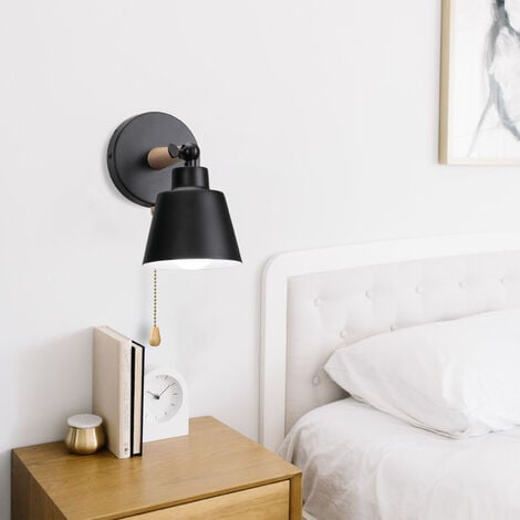 Lot de 2 Applique Mural Intérieur Design avec Interrupteur Lampe de Chevet Eclairage Décor Noir