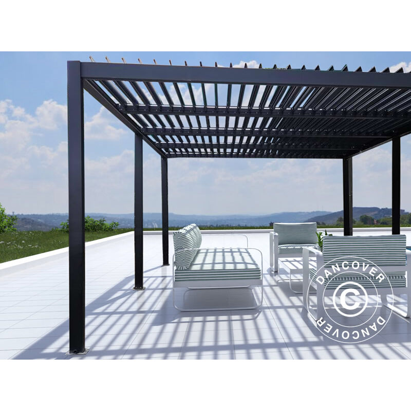 Bioclimatic pergola gazebo San Pablo, 4x5.8 m, Black