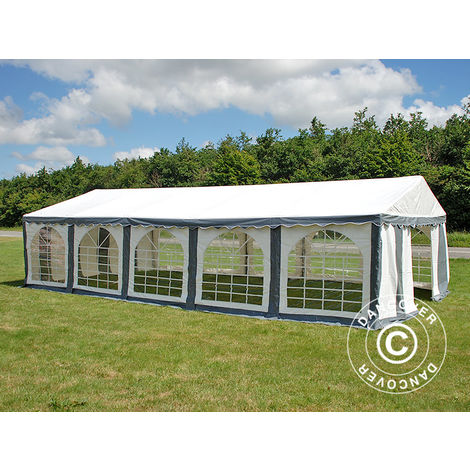 Marquee Party tent Pavilion Original 4x10 m PVC, Grey/White