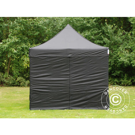 Pop up gazebo FleXtents Pop up canopy Folding tent PRO 3x3 m Black, incl. 4 sidewalls