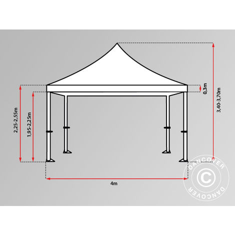 Pop up gazebo FleXtents Pop up canopy Folding tent PRO 4x4 m Striped - White / red