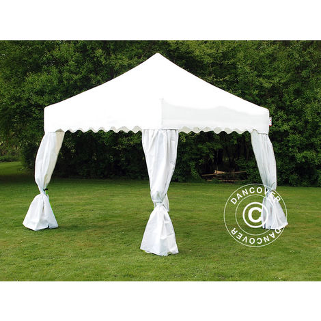Pop up gazebo FleXtents Pop up canopy Folding tent Xtreme 50 "Wave" 3x3 m White, incl. 4 decorative curtains - White