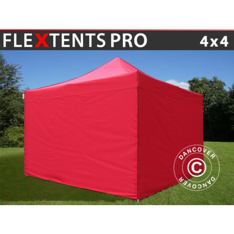 Pop up gazebo FleXtents Pop up canopy Folding tent PRO 4x4 m Red, incl. 4  sidewalls