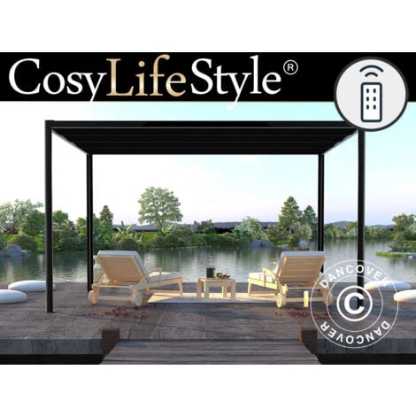 Pergola Gazebo San Fernando, 4x3m, Black/Dark Grey