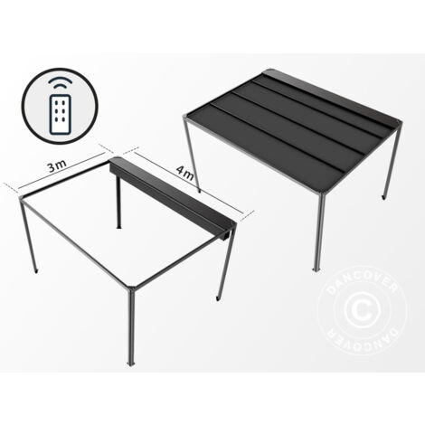 Pergola Gazebo San Fernando, 4x3m, Black/Dark Grey