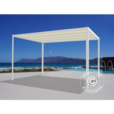 Pergola Gazebo San Fernando, 3x3m, White/Beige