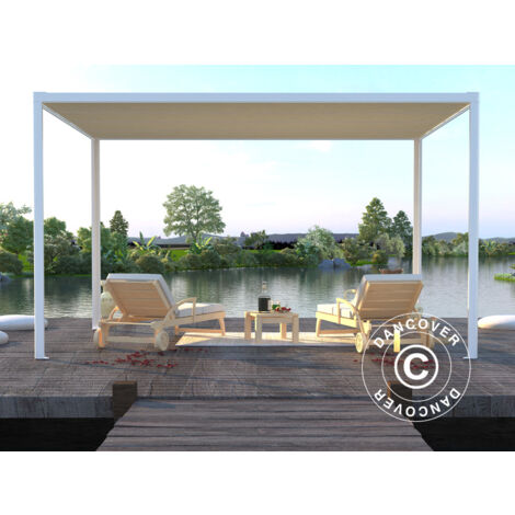 Pergola Gazebo San Fernando, 4x3 m, White/Beige