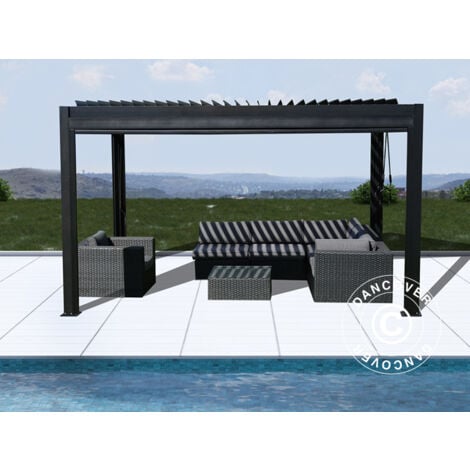 Bioclimatic pergola gazebo San Pablo, 3x4 m, Black