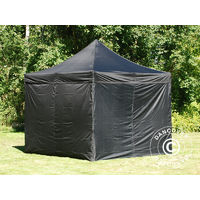 Pop up gazebo FleXtents Pop up canopy Folding tent PRO 3x3 m Black, incl. 4 sidewalls
